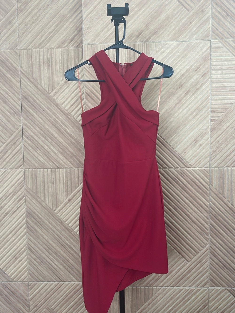 Windsor Burgundy Asymmetrical Cross-Back Dress
